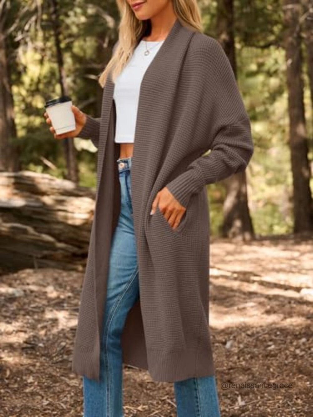Oversized Ribbed Knit Long Cardigan Sweater Coat Open Front Women